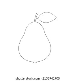 Pear fruit continuous line art. Hand drawn pear. Vector isolated on white.