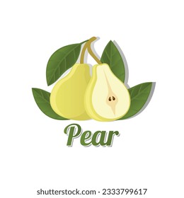 Pear Fruit Design Vector Illustration. Leaf, Fruit, Pear