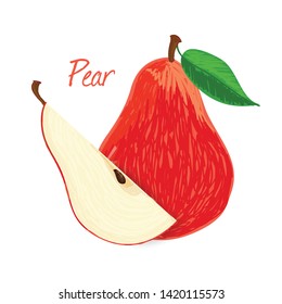 Pear, fruit doodle drawings vector illustration.