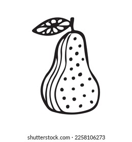 Pear. Fruit pear doodle isolated on case background. Abstract image of juicy fruit. Vector illustration