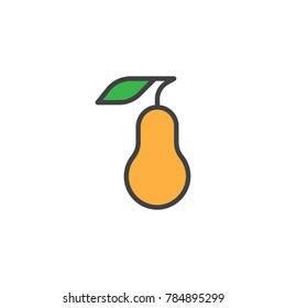 Pear fruit filled outline icon, line vector sign, linear colorful pictogram isolated on white. Vegetarian food symbol, logo illustration. Pixel perfect vector graphics