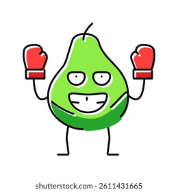 pear fruit fitness character color icon vector. pear fruit fitness character sign. isolated symbol illustration