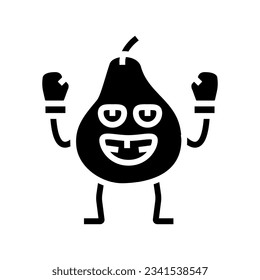pear fruit fitness character glyph icon vector. pear fruit fitness character sign. isolated symbol illustration