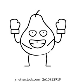 pear fruit fitness character line icon vector. pear fruit fitness character sign. isolated contour symbol black illustration