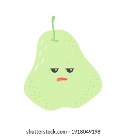 pear fruit flat design emoji vector illustration isolated on white background