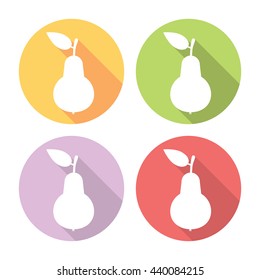 Pear Fruit Flat Style Design Icons Set