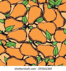 pear fruit freehand drawing vector illustration of seamless pattern
