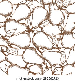 pear fruit freehand drawing vector illustration of seamless pattern