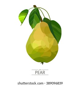 Pear. Fruit in a geometric style. 3d image. It can be used for printing on T-shirts, bags, or as a logo