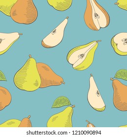 Pear fruit graphic color seamless pattern background sketch illustration vector