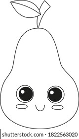 pear fruit happy face . coloring page