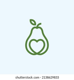 pear fruit with heart logo icon vector silhouette illustration