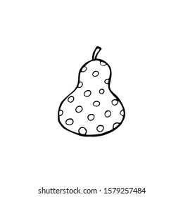 Pear fruit icon in hand drawn style. Vector illustration. Perfect for print, kitchen, textile
