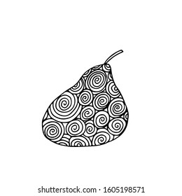 Pear fruit icon in hand drawn style. Vector illustration. Perfect for print, kitchen, textile