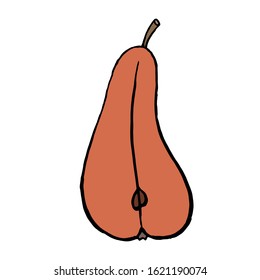 Pear fruit icon in hand drawn style. Vector illustration. Perfect for print, kitchen, textile
