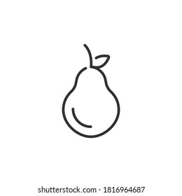 Pear fruit icon, line style. Pears are a source nutrition consisting of protein, carbohydrates, fiber, Vitamin A, Vitamin C, Vitamin E and Vitamin K. Vector illustration. Design on white background.