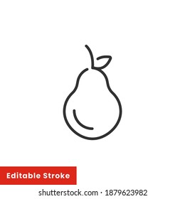 Pear fruit icon, line style. Vector illustration. Design on white background. Editable stroke eps 10.