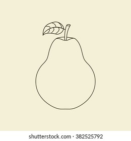 Pear Fruit Icon on the yellow background. Vector illustration