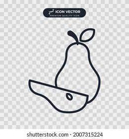 plantilla de símbolo de icono de fruto de pera para el logotipo de colección de diseño gráfico y web ilustración vectorial