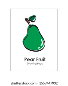 Pear fruit icons. Linear and handmade image of pretty fruits. Editable vector.