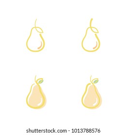 Pear fruit icons set design illustration isolated on white background, vector eps10