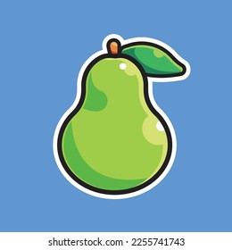 pear fruit illustration vector, fruit flat illustration, cute fruit icon illustration