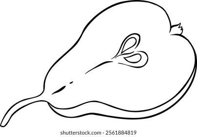 Pear Fruit Isolated Outline Illustration.