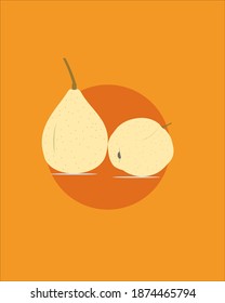 pear fruit isolated vintage color illustrator vector