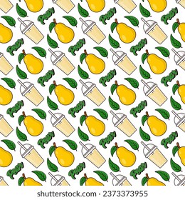 Pear fruit juice seamless pattern background illustration for label product, shop logo, stamp, banner, and more