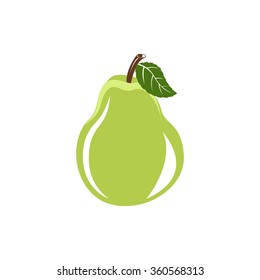 Pear fruit with leaves on white background vector illustration 