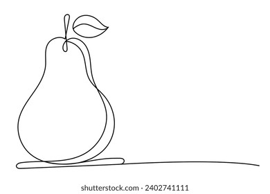 Pear Fruit Line Art. Abstract Doodle Pear Outline Silhouette Hand Drawn Illustration. Pear Sketch Curve Line Symbol Icon.	
