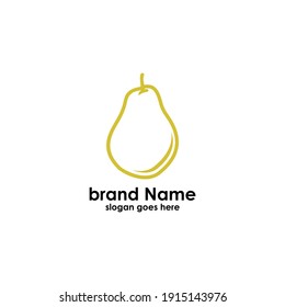 Pear Fruit line art Logo Design