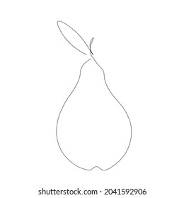 Pear fruit line drawing vector illustration