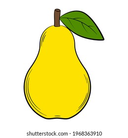 fruto de pera en un estilo lineal. Elemento decorativo vectorial colorido, dibujado a mano.