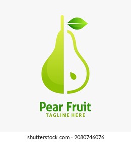 Pear fruit logo design illustration