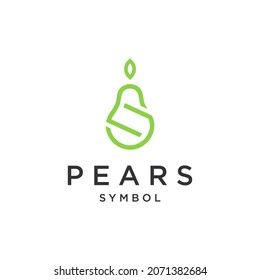 Pear fruit logo with Initial letter S design vector template