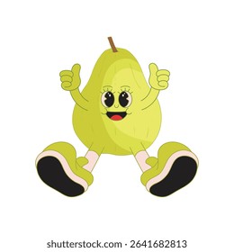 Pear fruit mascot logo retro character illustration
