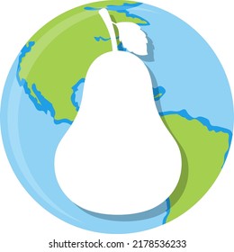 Pear fruit on circle earth icon illustration
