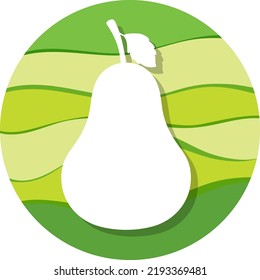 Pear fruit on green circle background illustration