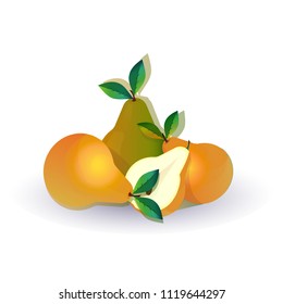 pear fruit on white background, healthy lifestyle or diet concept, logo for fresh fruits vector illustration