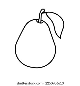 pear fruit outline black and white vector design