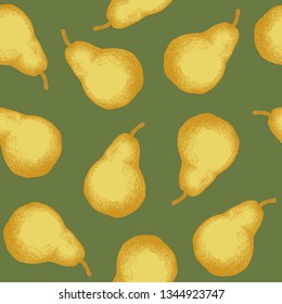 pear fruit pattern background. Hand drawn vector elements.