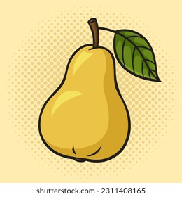 Pear fruit pinup pop art retro vector illustration. Comic book style imitation.