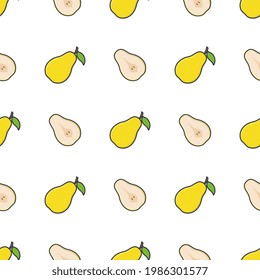 Birnenfrucht - Nahtloses Muster auf weißem Hintergrund. Brillenbläser-Illustration
