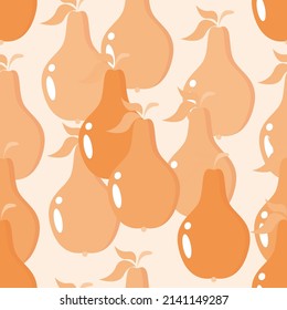 Pear fruit seamless pattern vector illustration.