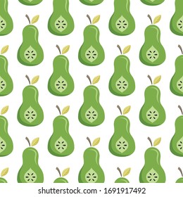 Pear fruit seamless vector pattern