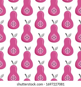 Pear fruit seamless vector pattern