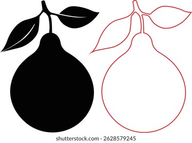 pear fruit silhouette , line art vector with white background