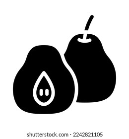 Pear fruit solid icon. Pear fruit isolated on a white background. For Chinese New Year presentation. Vector Illustration.