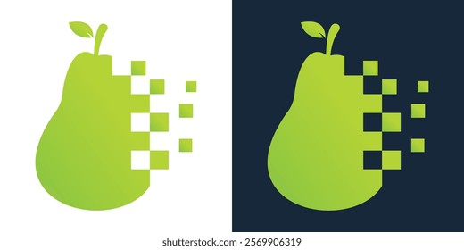 pear fruit technology data technology logo vector abstract